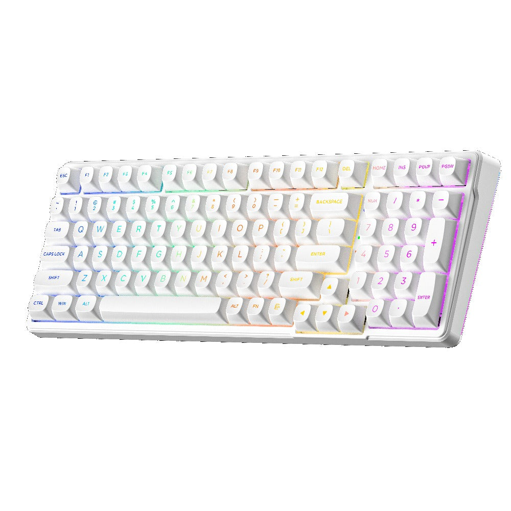FURYCUBE Wired Gaming Keyboard with Rainbow Backlighting, Portable Black Design, Suitable for Office Use - 99 Keys, External Computer Keyboard, Ergonomic Design, Multimedia Knob, Spherical Keycaps, Suitable for Gamers and Office Workers