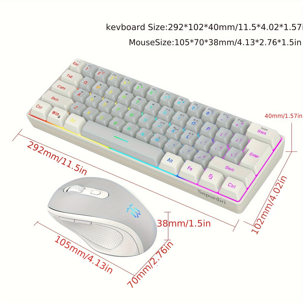 Snpurdiri'S 60% Wireless Gaming Keyboard Features RGB Lighting And Comes with a 2.4G Wireless Mouse. It Includes a Compact Mechanical Touch Keyboard with an Ergonomic Design And Is Rechargeable